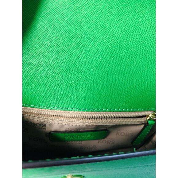 NWOT Michael Kors Dillon Green Palm STD MD Messenger Leather Handbag MSRP $368 - Picture 12 of 16